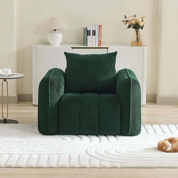 Oversized Boneless Corduroy Accent Chair, Comfy Deep Seat Armchair - Image 7