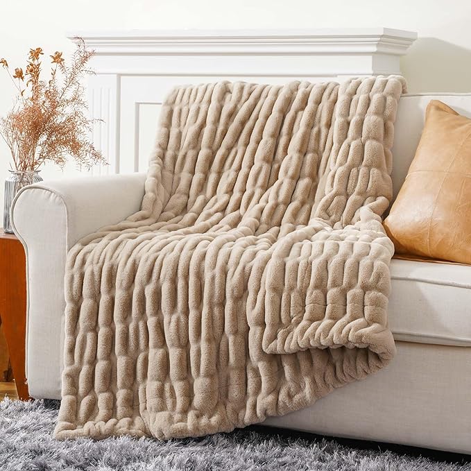 BATTILO HOME Luxury Faux Fur Throw Blanket by BATTILOHOME