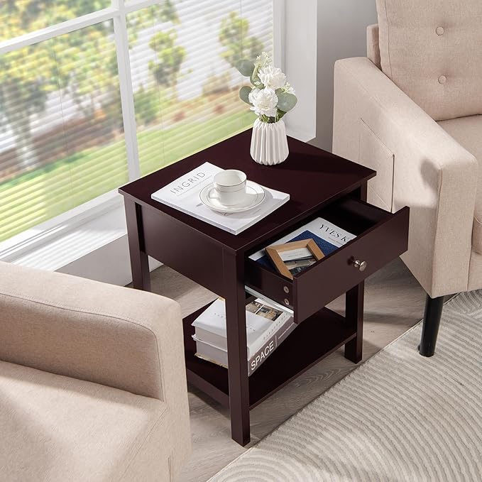 Giantex Nightstand Set of 2, Wood End Table - Image 2