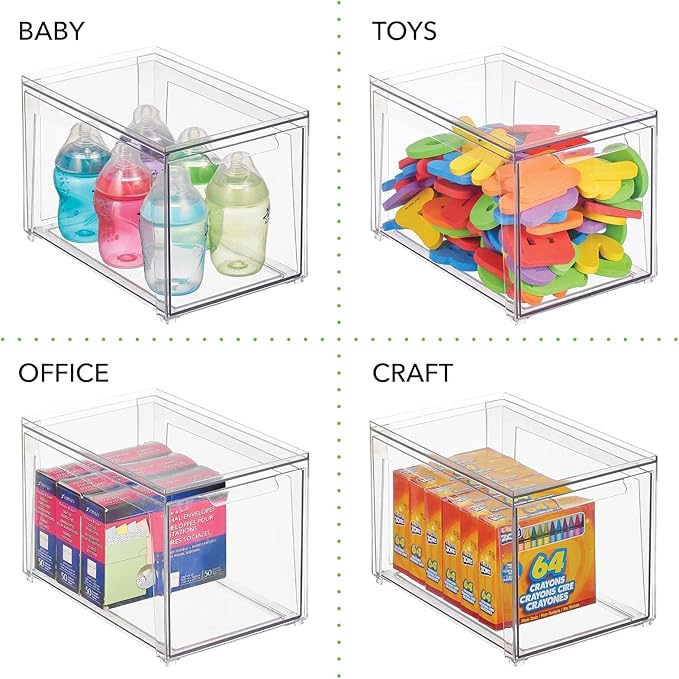mDesign Plastic Stackable Closet Storage Organizer Bins - Image 8