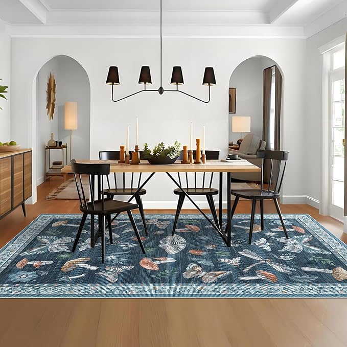 Washable Rug 5x7 Area Rugs for Living Room, Mushroom Insect Rug for Bedroom - Image 6
