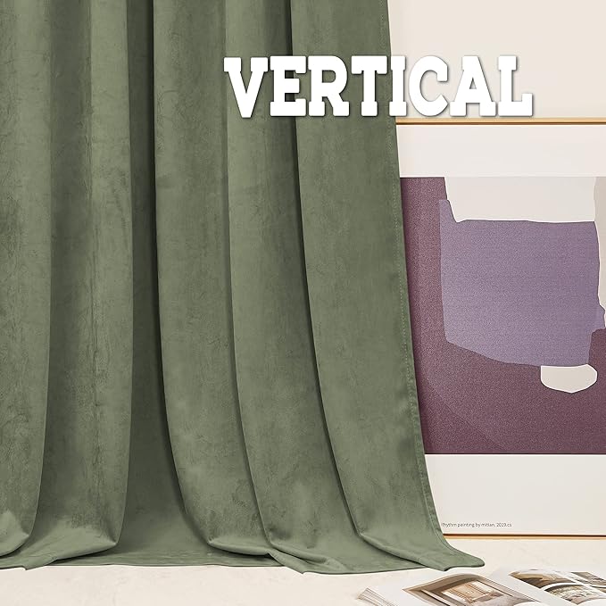 RYB Home Sage Green Velvet Room Divider Curtains 96 inches - Image 4