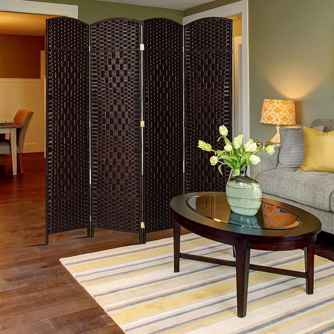 VINGLI 6 FT Tall Rattan Room Divider, Folding Privacy Screen, Indoor Partition - Image 6