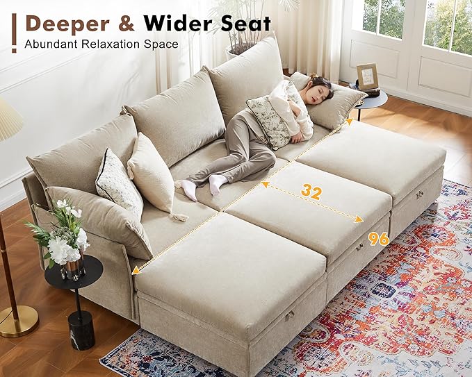 ABCASA 102.6" Modular Sectional Sofa, Oversized 3-Seater Couch - Image 6