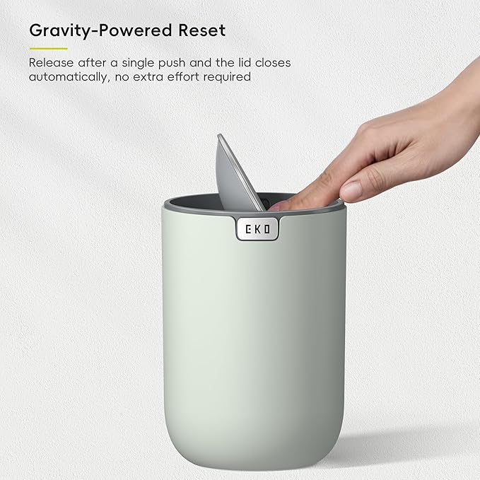 EKO Mini Desk Trash Can with Swing-Top Lid 0.4 Gallon Small Table Round - Image 7