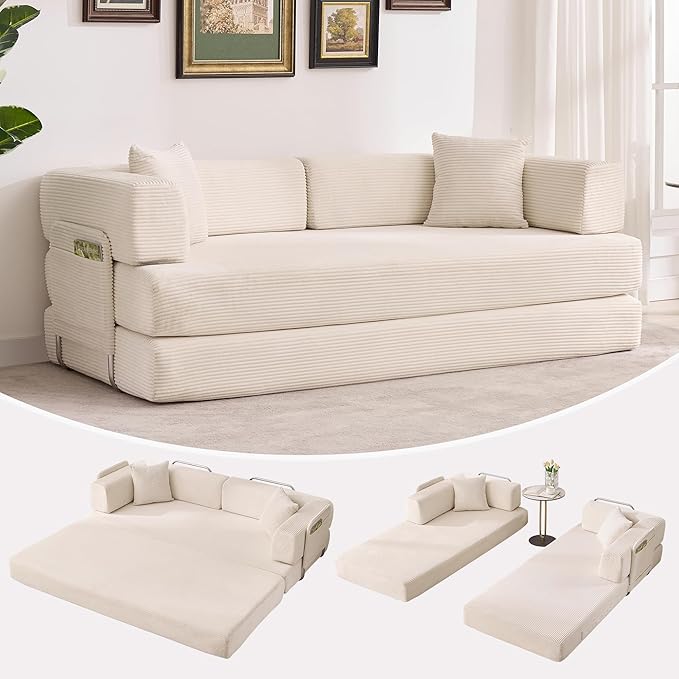 Garvee 5-in-1 Convertible Sofa Bed, 78.8" Modular Corduroy Sleeper - Image 8