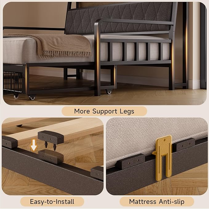 ONBRILL Twin Daybed with Trundle, Twin to King Daybed with Pop up Trundle - Image 7