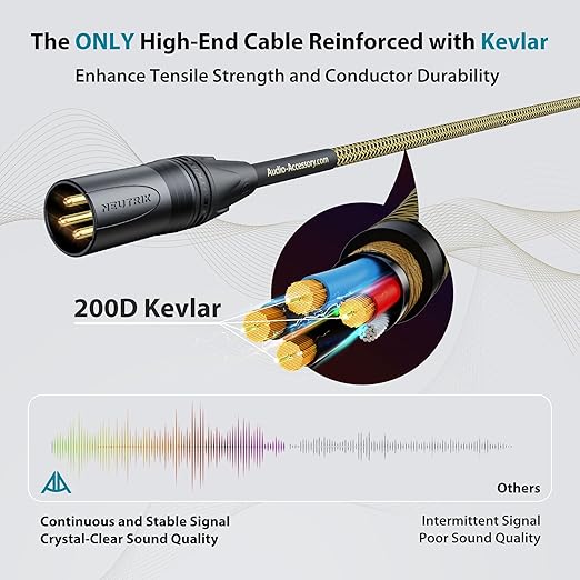 AA AUDIO ACCESSORY Gold Series Star Quad XLR Cables 3.3ft, Neutrik Connectors - Image 4