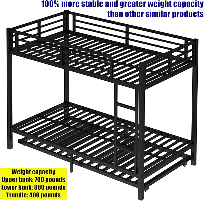 Higher Quality & Stronger Metal Bunk Bed Twin XL Over Twin XL Size Bunkbed Frame - Image 7