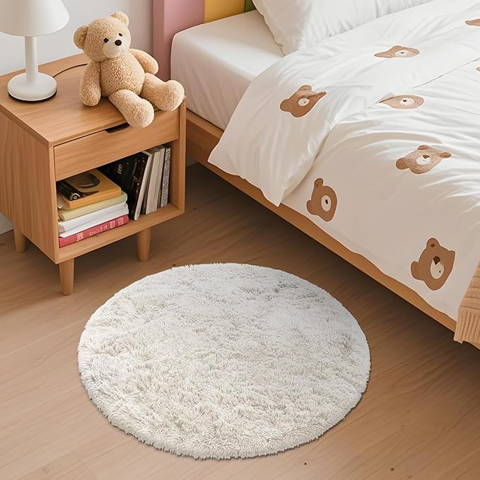 OLANLY Ivory Round Rugs for Bedroom - Image 2