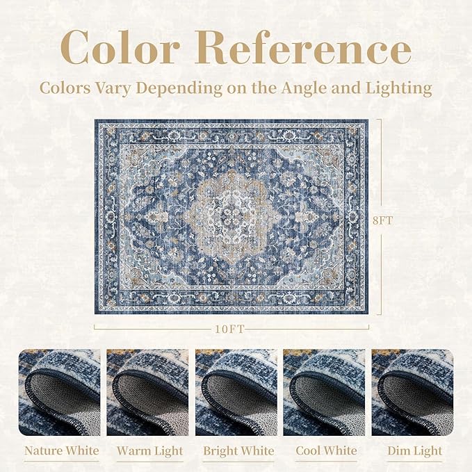 PADOOR 8X10 Area Rug, Rugs for Living Room, Soft Blue Rugs for Bedroom - Image 2