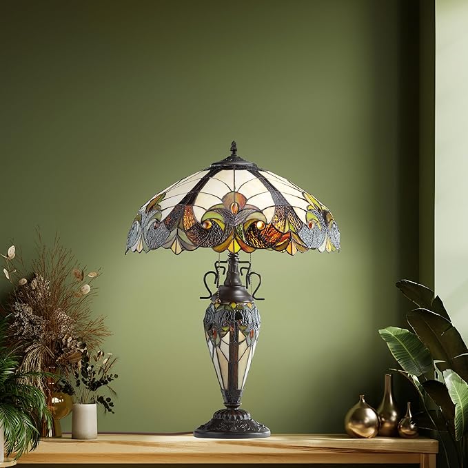 RIVER OF GOODS - Stained Glass Halston Double Lit Table Lamp - 24.5" H - - Image 2