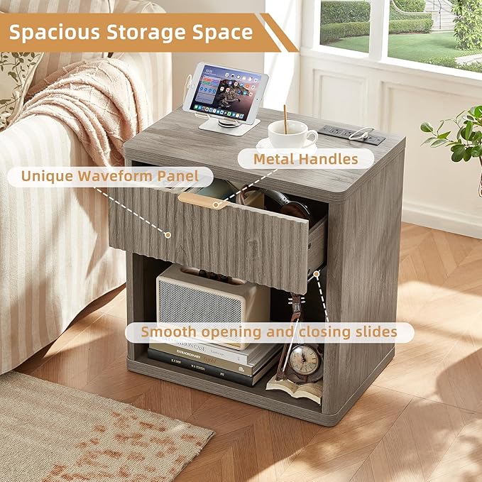 LEYAOYAO Fluted Farmhouse Nightstand Set of 2 - Image 6