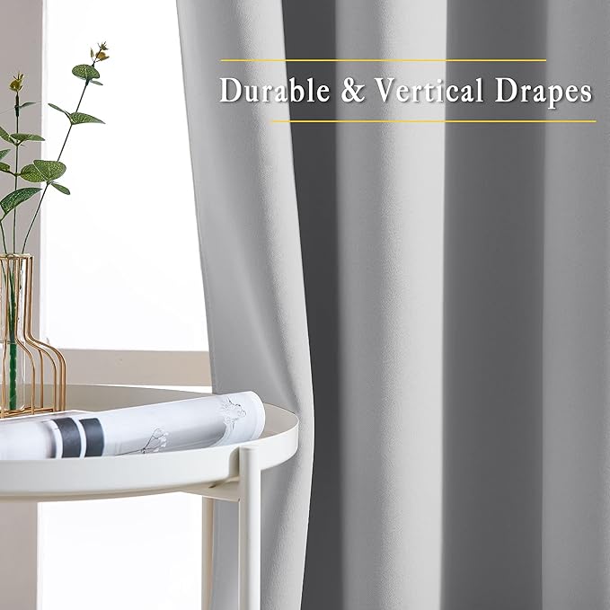 NICETOWN Light Gray Blackout Curtains 84 inch Long - Image 3