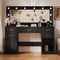 44.8" Large Vanity Desk with Lighted Mirror & Power Outlet, Dressing Table by TOKSOM