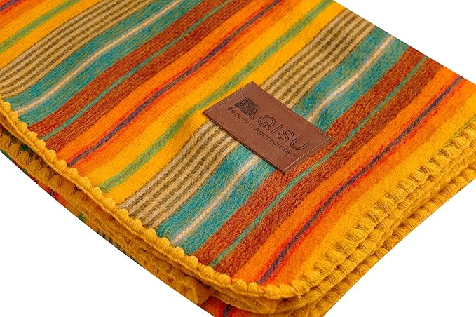 QISU Alpaca Wool Blanket Throw | Large, Variegated | 85 x 65 inches | Ultra-Soft - Image 2