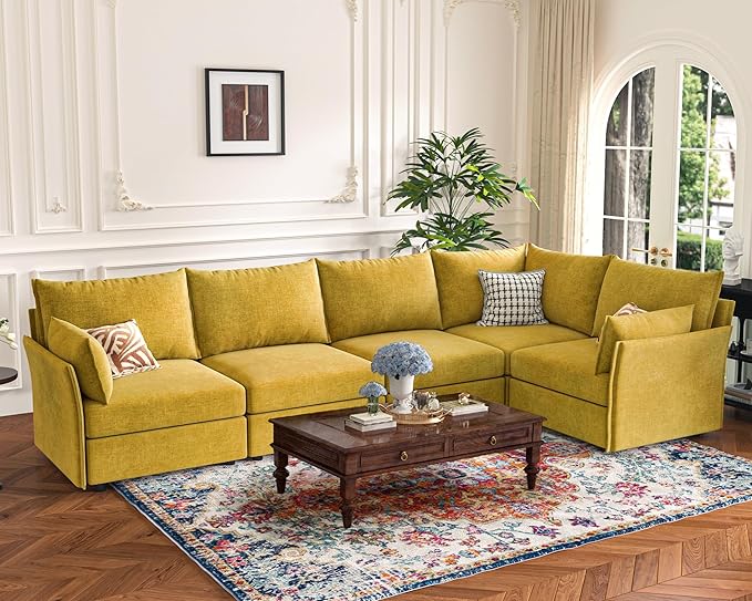 ABCASA 135.5" Oversized Modular Sectional Sofa, L Shaped Convertible Couch by ABCASA