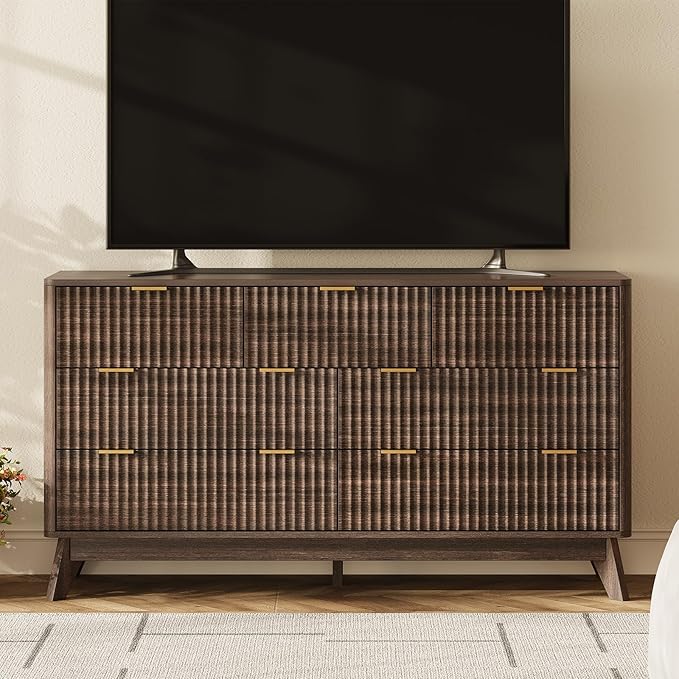 54'' Wide 7 Drawers Dresser for Bedroom, Modern Fluted Vertical Chest - Image 4