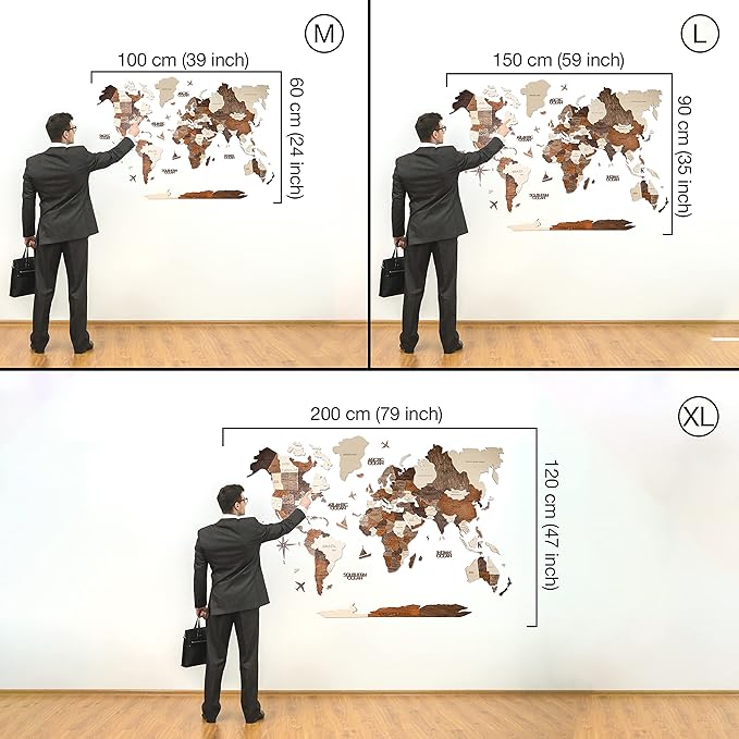 Handmade 3D Wood World Map Wall Art Large Wall Decor Track Your World Travels - Image 5