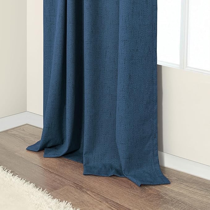 Navy Blue Short Blackout Curtains 54 Inch Length 2 Panels - Image 7