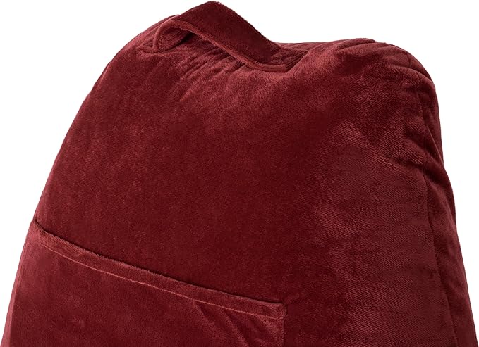 Husband Pillow Maroon, Original Reading Pillow in Bed Rest Chair, Shredded - Image 9
