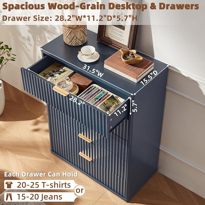 LEYAOYAO Fluted 5 Drawers Dresser - Image 7