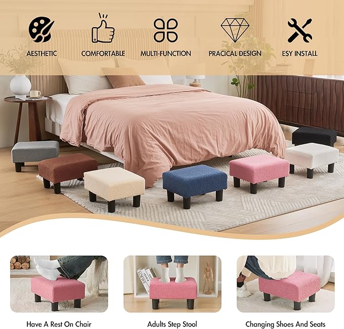 BRIAN & DANY Small Foot Stool Ottoman, Footstool - Image 5