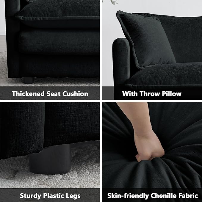mikibama 41.4 Inch Single Seat Sofa, Chenille Comfy Deep Upholstered Couch - Image 3
