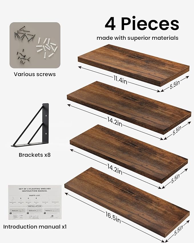 BAYKA Wall Shelves for Bedroom Decor, Floating Shelves for Wall Living Room - Image 8