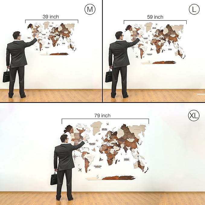 Handmade 3D Wood World Map Wall Art Large Wall Decor Track Your World Travels - Image 5