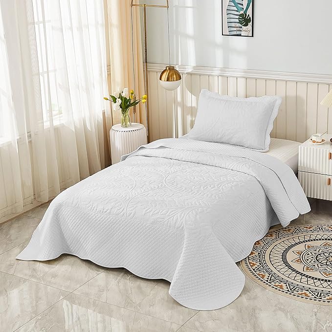 MarCielo 3-Piece 100% Cotton Oversized Bedspread Lightweight Quilt Coverlet - Image 2
