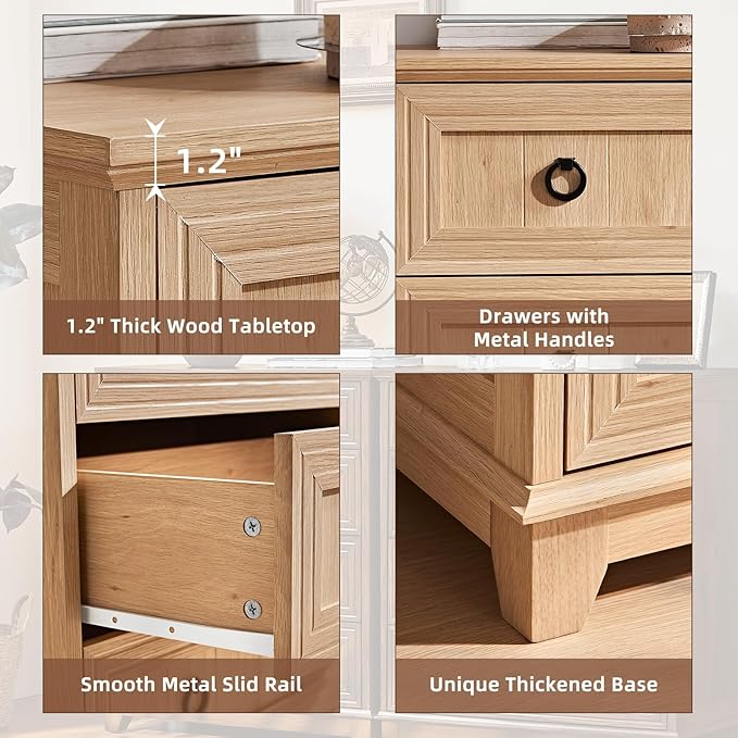 Farmhouse 5 Drawer Dresser for Bedroom Set of 2, Rustic Wood Dresser - Image 5