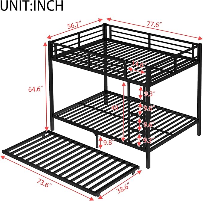 Upgraded Version Thicken Stronger Metal Heavy-Duty Full Over Full Bunk Bed - Image 2