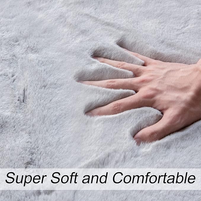 Washable Furry 5ft Round Area Rugs - Image 6