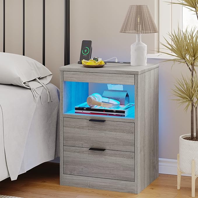 Tiptiper LED Nightstand Set of 2, Night Stand - Image 5