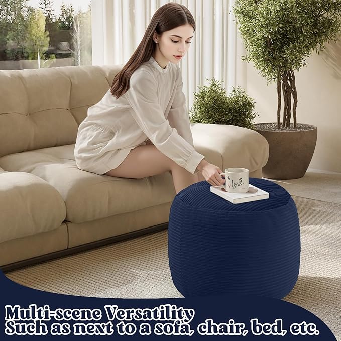 MeMoreCool Stuffed Round Pouf Ottoman Foot Rest, Floor Pouf Foot Stool - Image 6