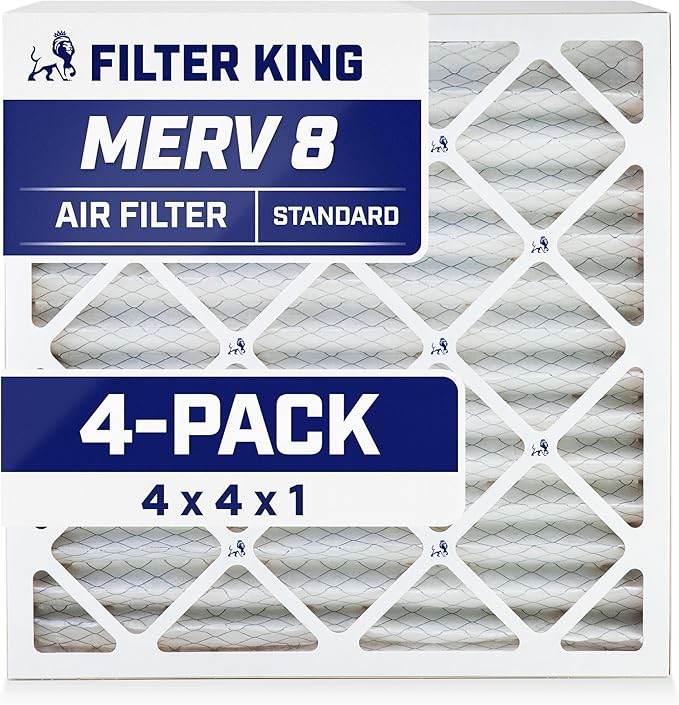 Filter King 4x4x1 Air Filter | 4-PACK | MERV 8 HVAC Pleated A/C Furnace Filters by FilterKing