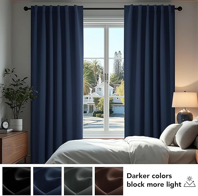 Deconovo Blackout Curtains, Thermal Insulated, W42 x L95 2 Panels, Back Tab - Image 4