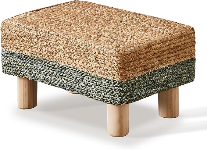 Wimarsbon Natural Seagrass Footstool Ottoman Rectangular Footrest Pouf Ottomans by Wimarsbon