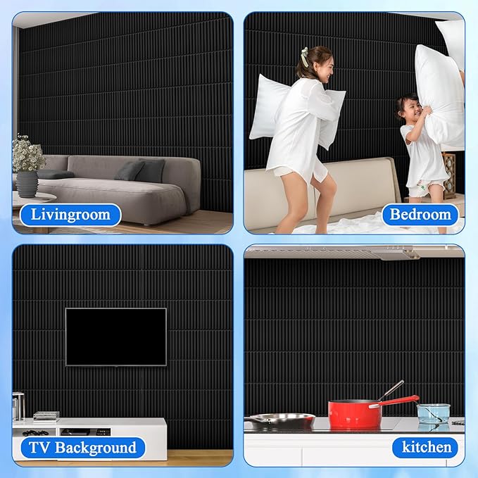 Nuanchu 32 Pcs 3D Slat Wall Panels 12 x 12 Inch PVC Fluted Textured Panel - Image 7