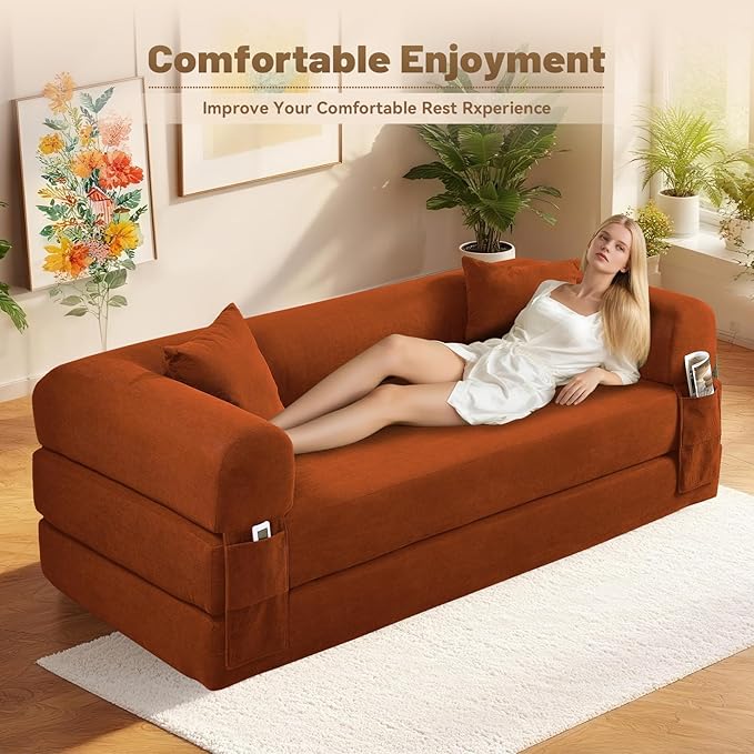 Convertible Sleeper Sofa Bed, Corduroy Pull Out Couch - Image 4