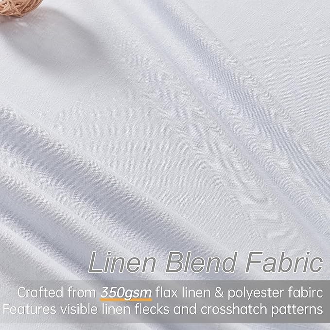 Topfinel White 105 Inches Long Custom Blackout Linen Curtains, Pinch Pleated - Image 4