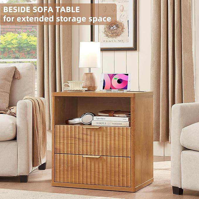 LEYAOYAO Fluted Farmhouse Nightstand Set of 2 - Image 7
