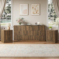 Walnut Dresser & 3 Drawer Nightstand Set 3-Piece, 63” Long 9 Drawer Dresser and by NOVAMAISON