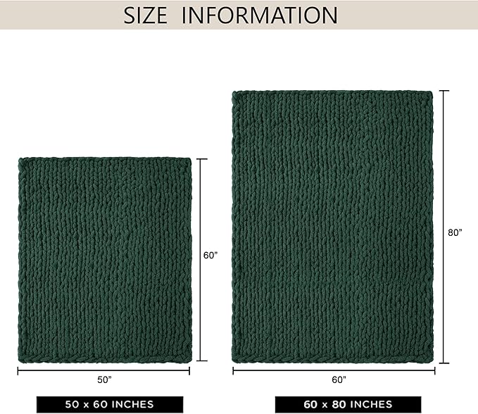 Chunky Knit Throw Blanket 60"X 80", 100% Handmade - Image 9
