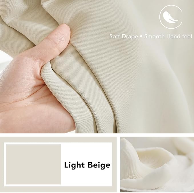 Deconovo Blackout Curtains, Thermal Insulated, W70 x L63 2 Panels, Back Tab - Image 7