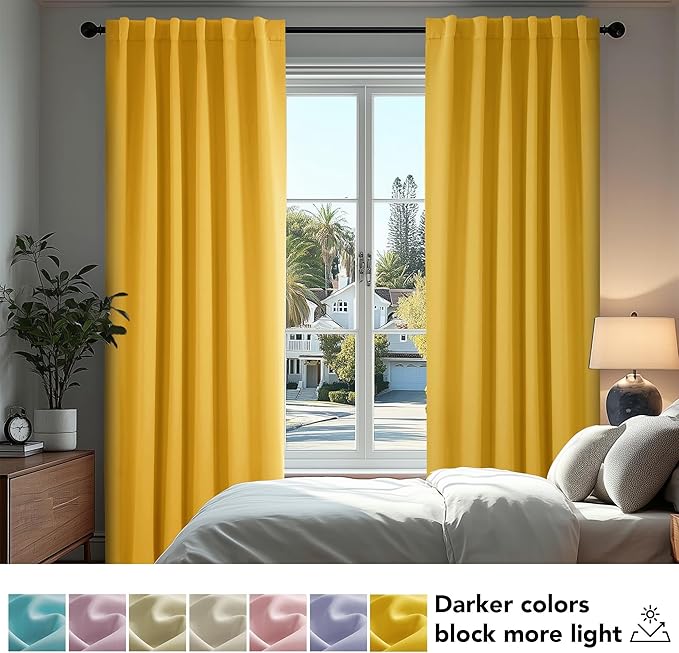 Deconovo Room Darkening Curtains Back Tab and Rod Pocket Curtains Thermal - Image 4