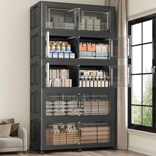 250GAL Storage Bins with Lid and Wheels, Stackable Closet Organizers and by Fangtueh