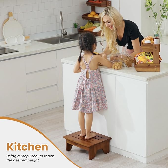 Holana 6.5" Wooden Step Stool for Adults- 500 Lbs One Step Stools for High Bed - Image 4