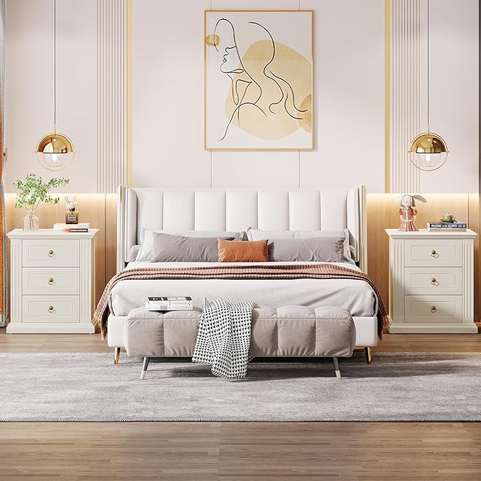 Tribesigns 3-Drawer Nightstand Set of 2, Modern Bedside Table - Image 8